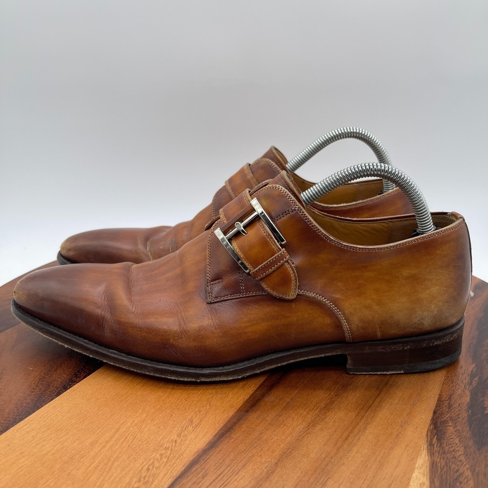 Magnanni Marco Mens 9 Monk Strap Cuero Loafer Dress Shoes Brown Leather 13276 - Picture 4 of 11